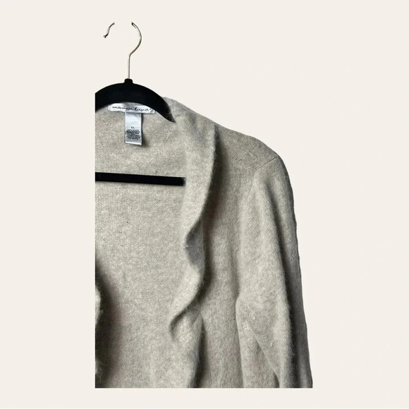 1133. MARINA LUNA OPEN FRONT CARDIGAN ANGORA RABBIT HAIR/LAMB’S WOOL‎ SIZE XL - Picture 2 of 9